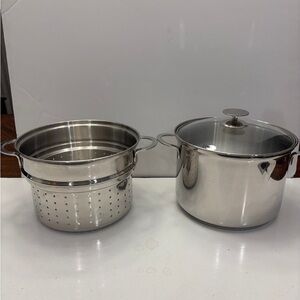 Crate & Barrel stainless steel, cooking part and strainer
